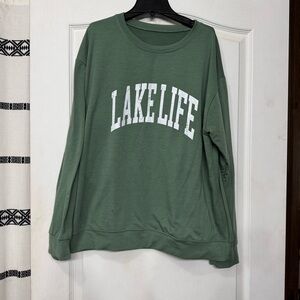 Lake Life Light Sweatshirt in size Large Temu Green